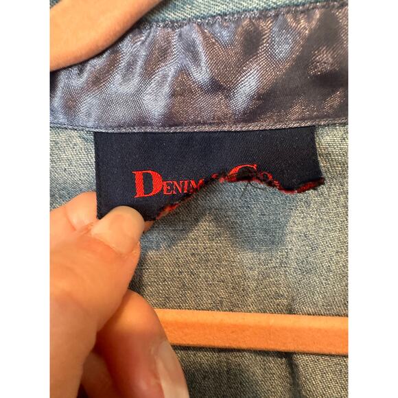 Vintage Classic Oversized Boho Chic Denim Button Down Jean Shirt XL - Picture 10 of 16